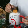 Tasse de Noël mignon fille dessin animé noël tasse à thé en céramique cadeaux de Noël Couple tasses avec couvercle cuillère w-01268