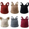 2020 Dameshoeden Winter met Pompon Cute Fox Hartshat Haak Groot Gebreid Voor Meisjes Kostuum Beanie Kerstmis Mensen Hoeden GLB