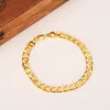 Womens Mens Chain 18 k Golden Curb Link Yellow Solid G/F Gold Necklace Bracelet 7MM Jewelry sets