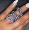 高級結婚指輪フィンガー925スターリングシルバーパヴェネスのフルオーバルダイヤモンド永遠の婚約バンドリングセットファインジュエリー卸売