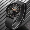 Mens Klockor Lige Toppmärke Lyx Vattentät Ultra Tunn Datum Klocka Manlig Stålband Casual Quartz Watch Män Sport Armbandsur 210804