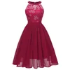 Кружева шифон короткие выпускные платья Halter 2021 линия формальный розовый бордовый серебристый фиолетовый синие вечеринки выпускное платье