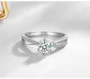 100% Natural Solid 925 Silver Ring 1 Ct Zirconia Diamond Engagement Wedding Band Gift Jewelry Rings No Fade Allergy Free J-397