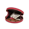 Carteira Unisex Genuine Leather Jogujos Mulheres RFID Round Coin Bolsa Mini Mini Saco Money Saco Vermelho Red Lowlets sacos