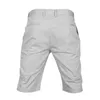 Erkek Yaz Pamuk Katı Rahat Şort Erkekler Yüksek Kalite Iş Çalışma Plaj Erkek Yırtık Kısa Pantolon Slim Fit 210716