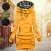 Dames Hoodies Sweatshirts Herfst Winter Warm Sweatshirt Jurk Lange Mouwen Vrouw Kleding Hooded Collar Pocket Design Simple Vestido