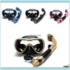 Watersporten buitenshuis Duikmaskers Lekvrije Snorkel Anti-Mist Zwemmen Snorkelen Goggles Glazen met Easy Ademhaling Dry Scuba Mask Drop