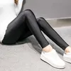 Automne femmes brillant noir Leggings mince brillant extensible taille haute pantalon maigre Legins Fitness Mujer 210604