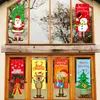 God jul flaggor Santa Snowman Cloth Art Hang Flagga för Xmas Party Window Hotel Market Garden Utanavtalsdekoration