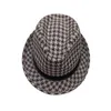 Wide Brim Hats Retro Houndstooth Check Fedora For Women Felt Feminino Cappelli Sombreros Chapeus Vintage Panama Caps