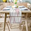 1pcs White Marble Texture Pink Triangle Modern Table Runners For Wedding Party Chirstmas Table Cover el Home Table Decoration 211117