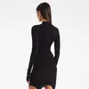 Casual Dresses Women Autumn Sexy Dress Solid Color Long Sleeve High Neck Bodycon With Stockings