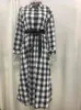 Vrouwen Plaid Lange Mouwen Shirt Jurk Lente Zomer Herfst Turn Down Collar Sjerpen Maxi Office Dames Lange Jurk Party Vestidos 210416