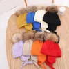 BERETS Big Pompom Bomber d'hiver Chapeaux pour garçons Baby Baby Children's Cap avec oreillettes solides en peluche en tricot épais 1 à 4 ans DAVI22