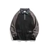 Herbst japanischer Sweatshirt Herren Black Campus Pullover Streetwear Casual Mode Turndown Collar Hohe Qualität Baumwolljacke 210603