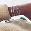 Modyle 5 sztuk / zestaw Czeski Złoty Kolor Księżyc Liść Kryształ Opal Open Bransoletka Zestaw Dla Kobiet Punk Boho Beach Bangle Biżuteria Prezent