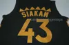Costume Personalizado Pascal Siakam # 43 Black w / Gold Jersey Homens Mulheres Juventude Baseball Jerseys XS-6XL