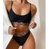 Maillot de bain femme Sexy Bandeau Bikini femmes Push Up 2021 taille haute léopard Patchwork maillot de bain 2 pièces été maillots de bain Biquini ensemble