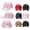 Casquettes de balle unisexe hommes femmes PU cuir casquette de baseball Snapback Sport de plein air réglable chapeau à la mode rouge kaki noir rose marine Blu294J