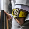 Armbanduhren Herren Automatikuhren Mechanische Uhr Top Rotes Saphirglas 50 m Wasserdicht Klassische Mode Gummiuhr GATTI