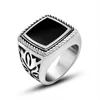 Hemiston Square Black Mysterious Pattern Acciaio inossidabile Punk Rock Cool Style For Women Men Gift 2021 Ring