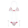 Abbigliamento da notte da donna Kawaii Anime carino stampa fragola micro bikini set di lingerie mini reggiseno con perizoma vestiti spogliarellista erotici B4589147