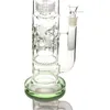 Narghilè Wholesell 7mm VERDE scuro Bong ad acqua con manubri con perforazione a nido d'ape da 75 mm e pipa ad acqua in vetro per gabbia per uccelli alta 20 pollici 12 becchi di cattura