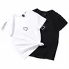 Par Lovers T-shirt för kvinnor Casual White Tops T Shirt Love Heart Broderi Print