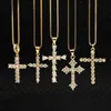 Ns1082 Gioielli di religione cristiana con diamanti di alta qualità Collana con pendente a croce in acciaio inossidabile placcato in oro con micro pavimenta
