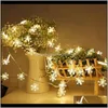 Décorations Fournitures de fête Maison Jardin10/20 Led Fée Chaîne Flocon de Neige Lampe À Piles De Mariage Fête De Noël Extérieur Intérieur