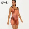 OMSJ Women's See Through Dress Mini Beach Party Night Club es Sexy Neon Orange Bodycon Summer Streetwear 210517