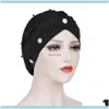 Beanie / SKL hattar kepsar hattar, halsdukar handskar aessories kvinnor muslimska pärlor cancer hatt bonnet turban headscarf wrap cap hår förlust elastisk sklie