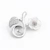 Pendente perlato Impostazioni Bianco Shell Shell Flower Flower 925 Sterling Silver Pendenti di fascino fai da te Montare 5 pezzi