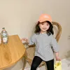 Kinder koreanischen Stil lose gestreifte T-Shirts Sommer Mädchen Baumwolle lässig weiche Kurzarm Tops 210615