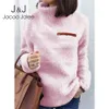 Kobiety Jesień Teddy Turtleneck Hoodie Bluza Casual Kobiety Sweter Faux Futro Fluffly Bluzy Ciepłe Zagęścić Bluzy 210518