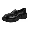 Casual Woman Shoe All-Match Round Toe British Style Kvinna Skor Loafers Med Fur Ny På Heels Vinter Preppy Dress Slip-On