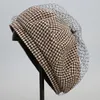 Berretti Winter Mesh Vintage Thousand Bird Lattice Painter Hat Autumn Fashion British Dress Wool Bud Women's Japanese Lolita