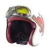 Motorradhelme Helm mit Brille Retro Open Face Leder Roller 3/4 Rumpf Wasp Vintage252L