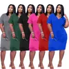 Plus Size S-3XL Vrouwen uit één stuk Jurk Korte Mouw Rokken Skinny Jurken Sexy Zomer Kleding Zwart Blauwe Letter Rok Casual Lange Rokken 4728