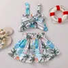 6m-4y sommar toddler spädbarn baby flicka kläder uppsättning blomma väst toppar Ruffles kjolar outfits semester resor kostymer 210515