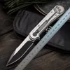 New 815F Survival Folding Knife 9Cr13Mov Black Oxide + Wire Drawing Drop Point Blade Aluminum Alloy Handle EDC Pocket Knives With Nylon Bag