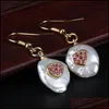 Boucles d'oreilles Collier Bijoux Ensembles Femmes Ensemble Femme Pavée Marchande Rouge Vin Cz Tiny Gold Coeur Charme Charme Perle Freshwater Pearl Chic Trop Boucle d'oreille Del