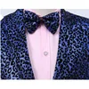 Costume de paillettes de léopard sexy pour hommes Ensemble élégant un bouton Slim Fit Royal Blue Costumes Hommes Club Party Bar Prom Terno Masculino 210522