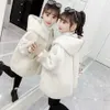 Nya ankomstflickor Woolen Coat Vinter förtjockade barnkläder Varma Outwear Kid's Long Coat Koreansk stil Solid Färg Överrock H0909