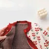 Automne Hiver Bébé Filles Sweet Cherry Cardigan Manteau Enfants Vêtements Tricoté Enfants 210429