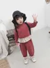Mihkalev 2021 Vår Höst Barnkläder Set Kids 2Pieces Outlts Set Baby Tjej Kläder Dräkt Kostym X0902