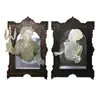 Decoração de festa fantasma de halloween no espelho resina quadro luminoso ornamentos mulher saindo da parede