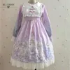 Kawaii giapponese Angelo Clessidra Lolita Jsk Dress Donna Primavera Autunno Soft Sister Wind Cute Bow Cat Strap Sweet 210520