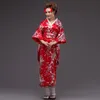 Повседневные платья Японии стиль женщины косплей костюм платье с поясом ретро печатает V-образным вырезом.