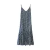 Zomer floral spaghetti riem jurk vrouwen mouwloze casual losse V-hals enkellange crriiflz 210520